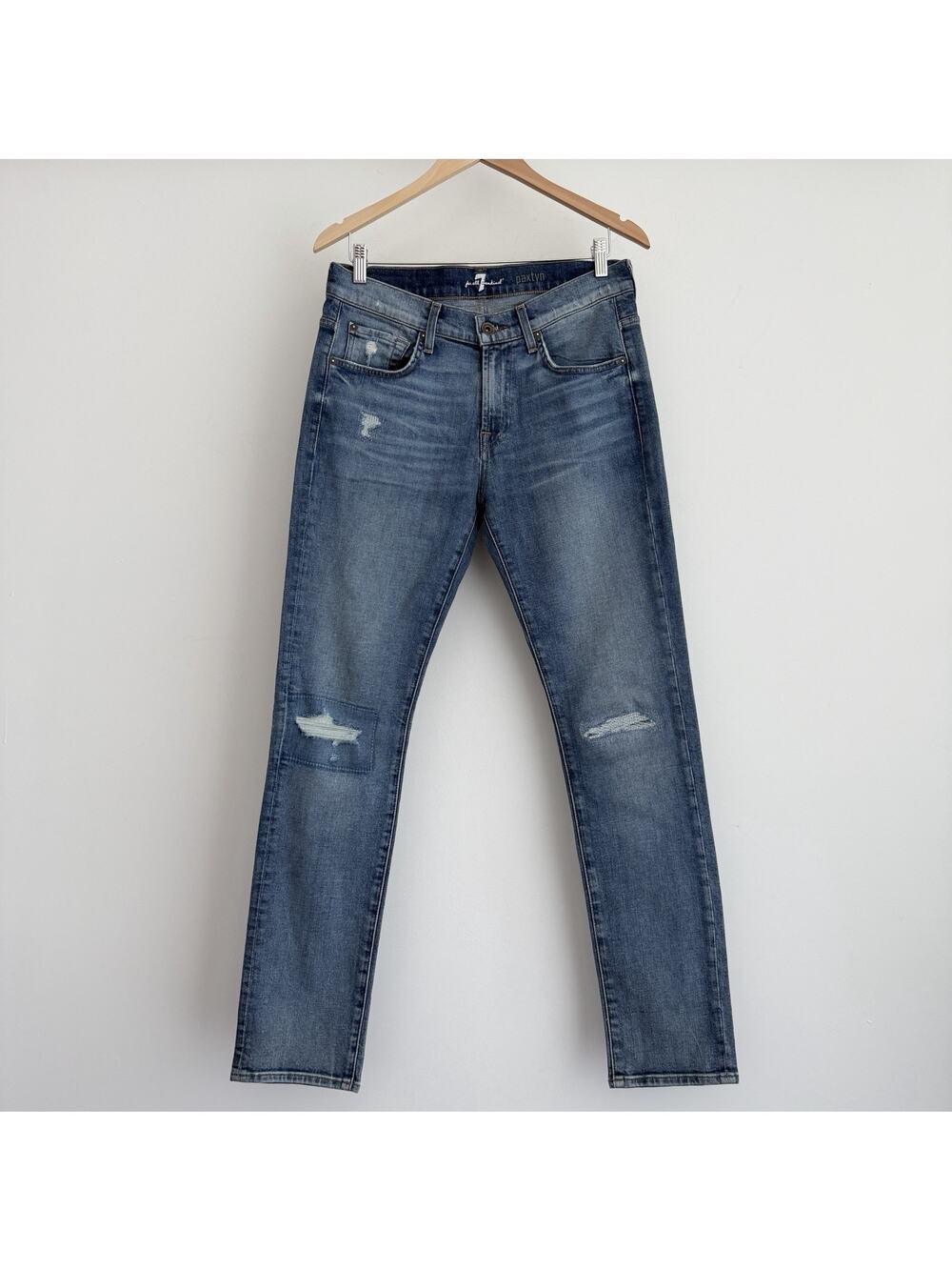 7 For All Mankind Jeans Mens 32x32 Blue Paxtyn Performance Slim Fit Distressed